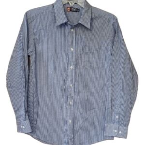 Chaps Boys Size 16 Blue Micro‎ Check Buttondown Shirt